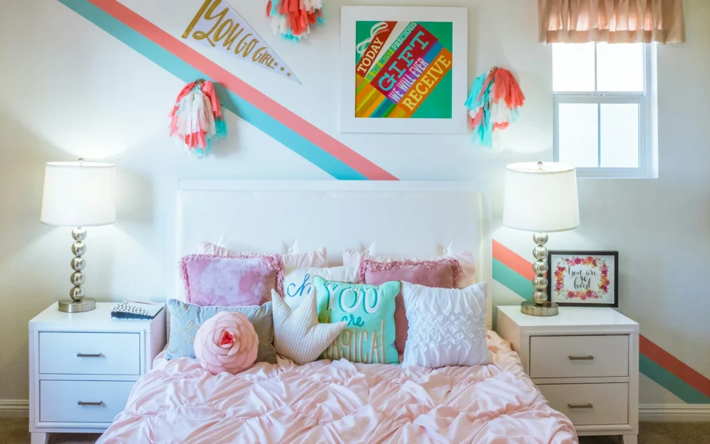A girl's bedroom design for storage space