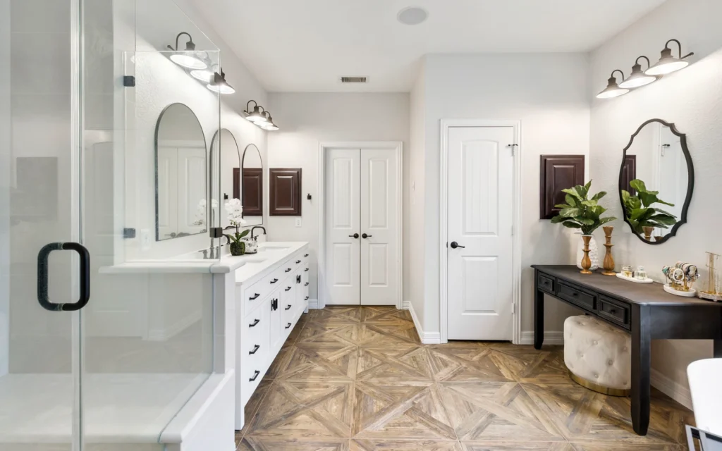 Bathroom renovation with white finishes