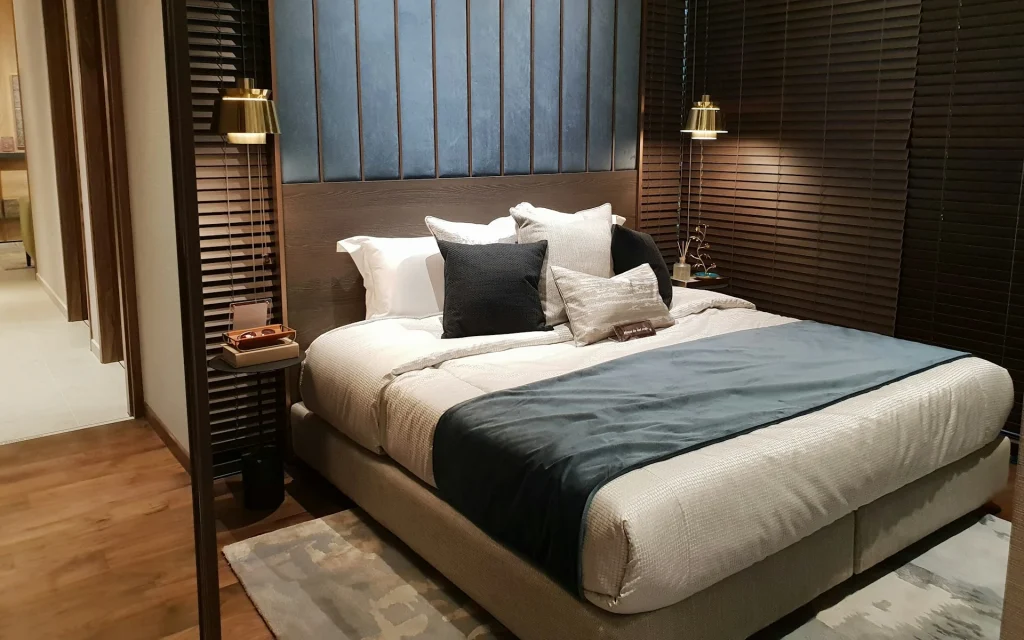 Mood-lit bedroom