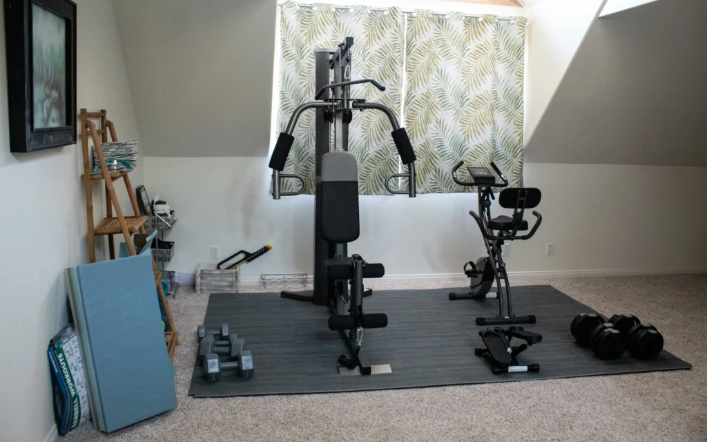 A home gym in the loft