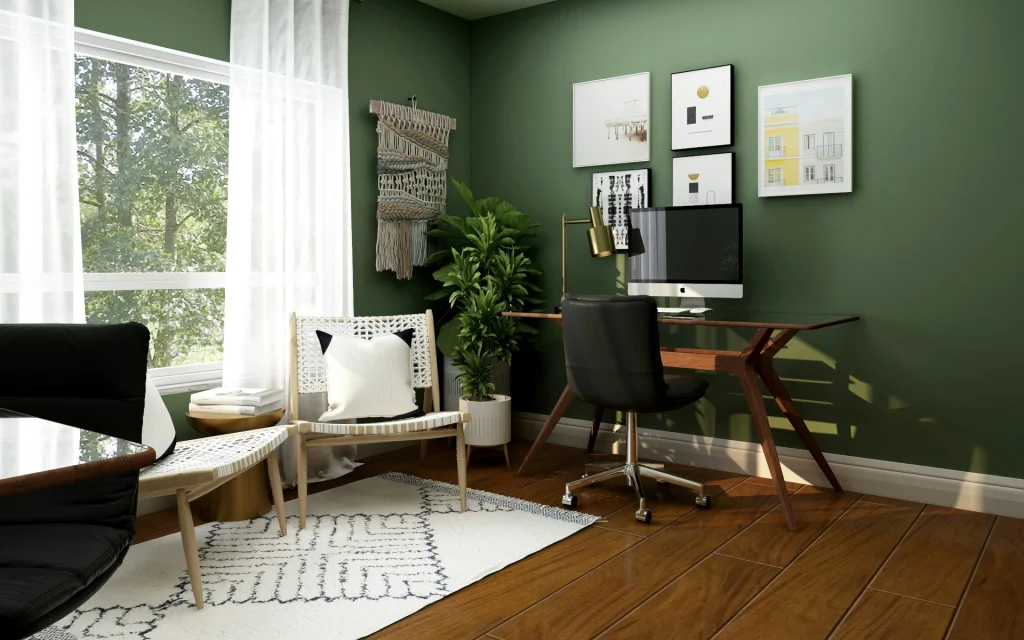 Green paint for a home office space