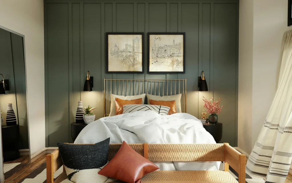 Green pops of color in your bedroom