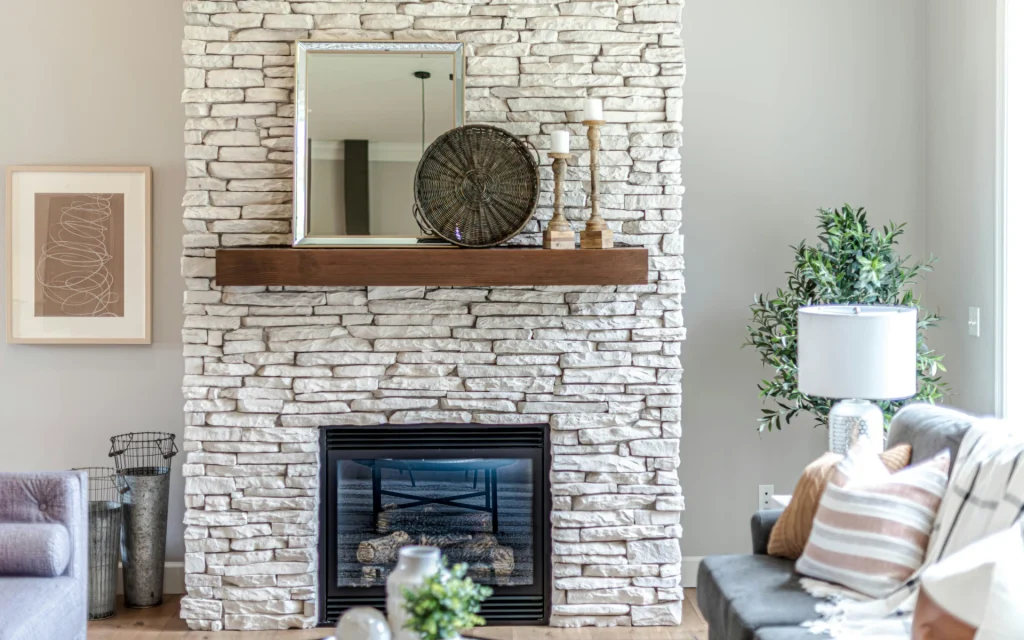 Coastal-inspired fireplace