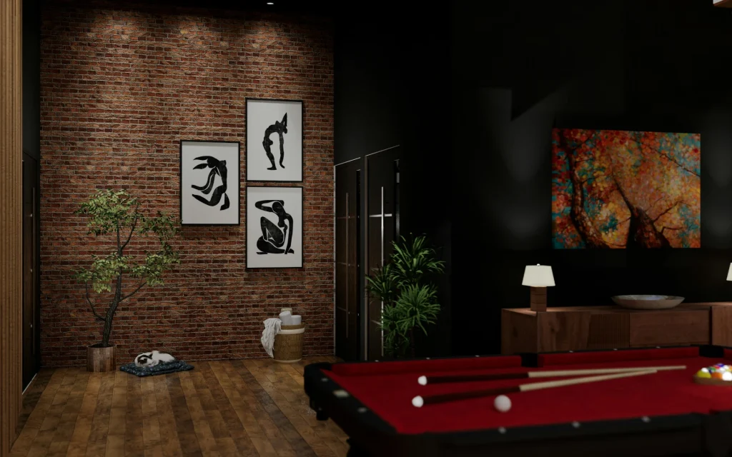 Industrial style with a pool table