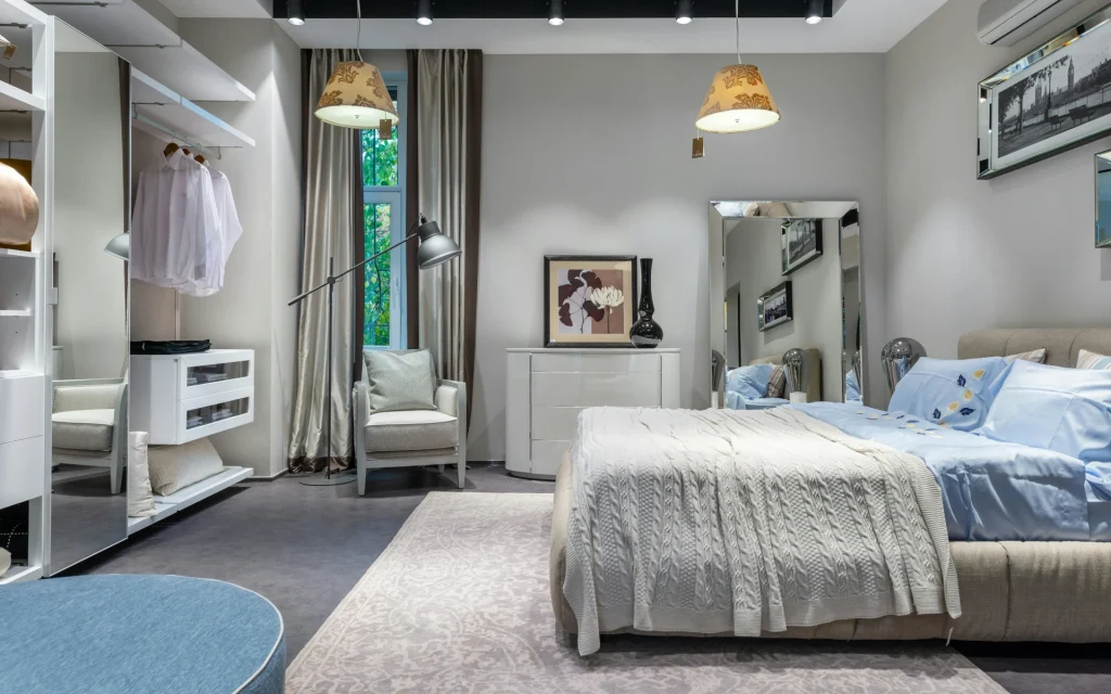 Interior design with curtains