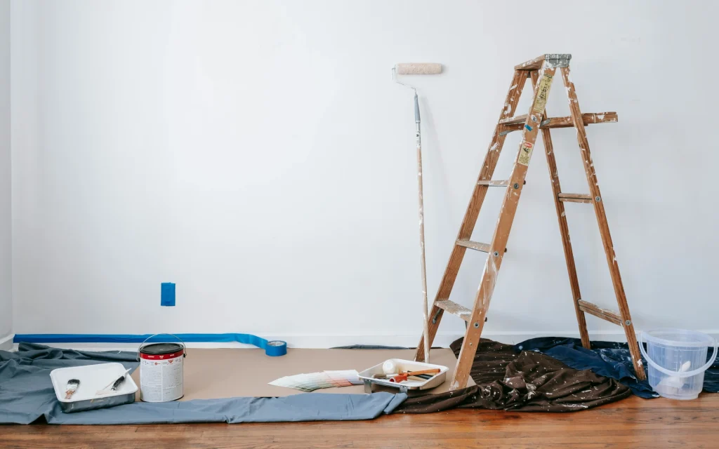 Paint equipment on the floor