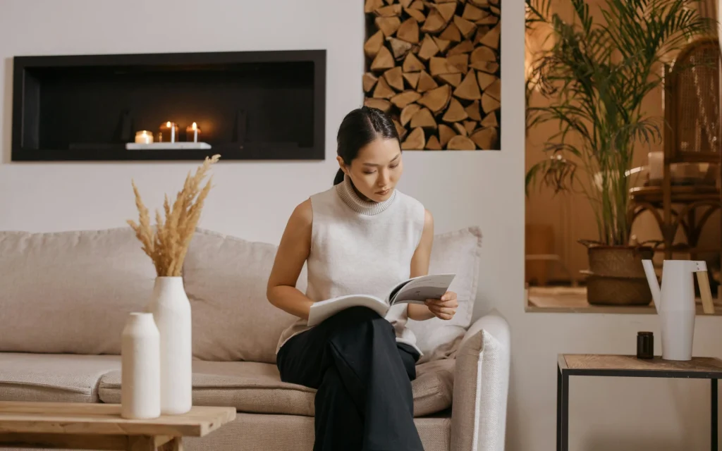Scandinavian fireplace in the living room