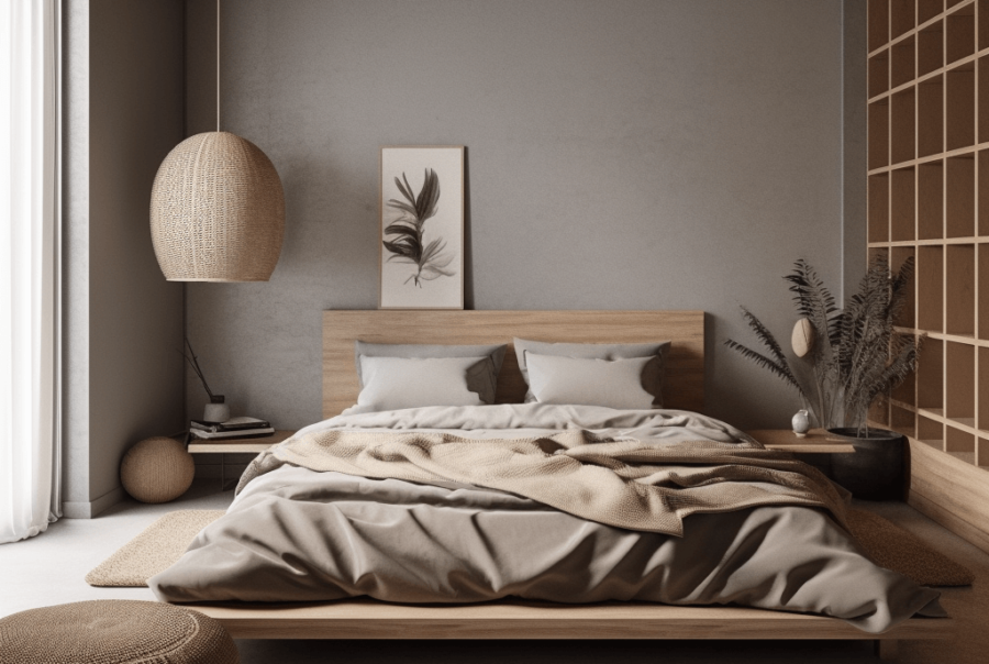 Clean lines in Japandi bedroom interior design
