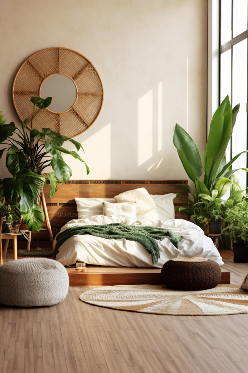 greenery in Japandi bedroom