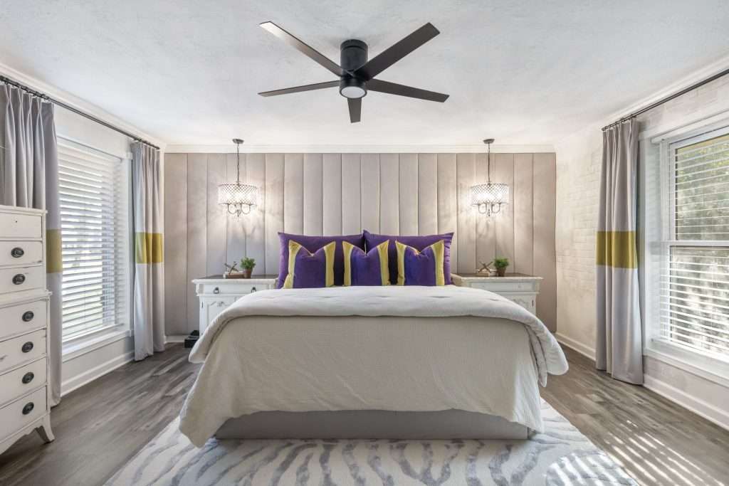 Master Bedroom designed by Design on a Dime Interiors in Montgomery County, Texas