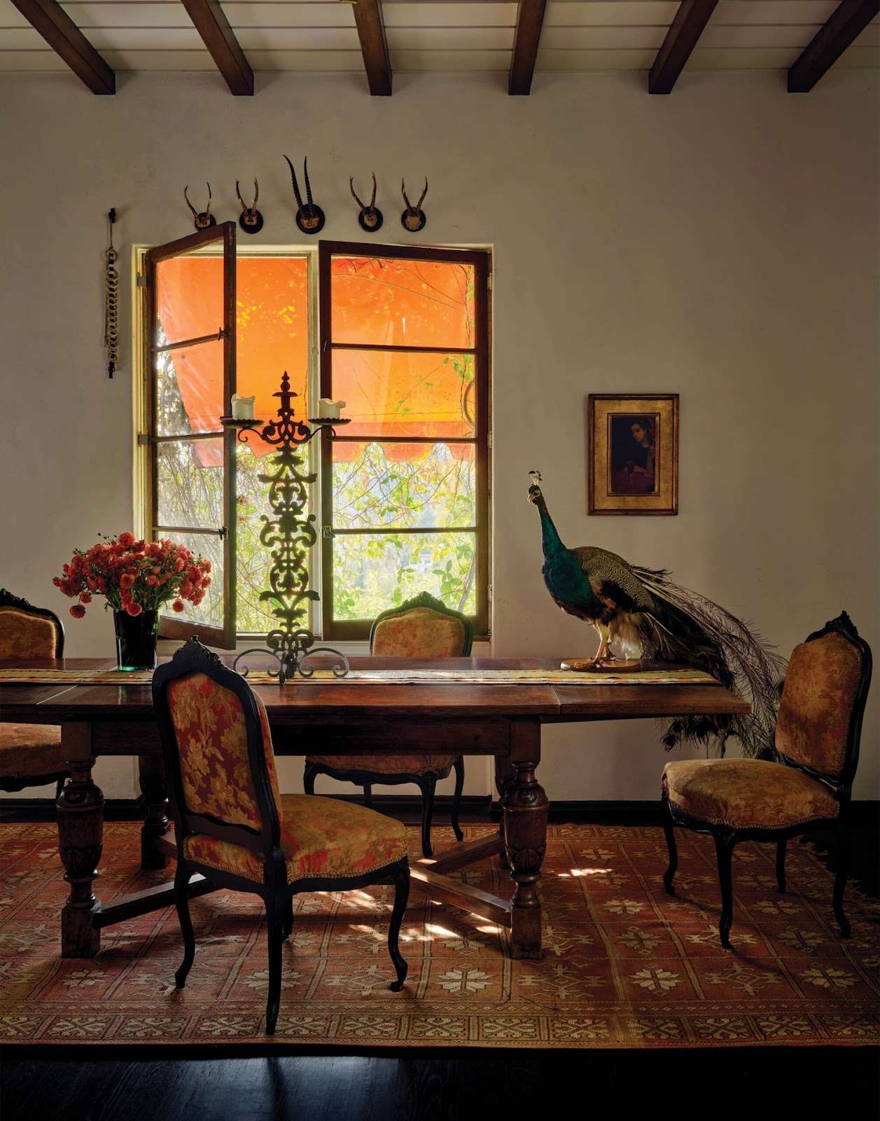 carved dining chairs and table