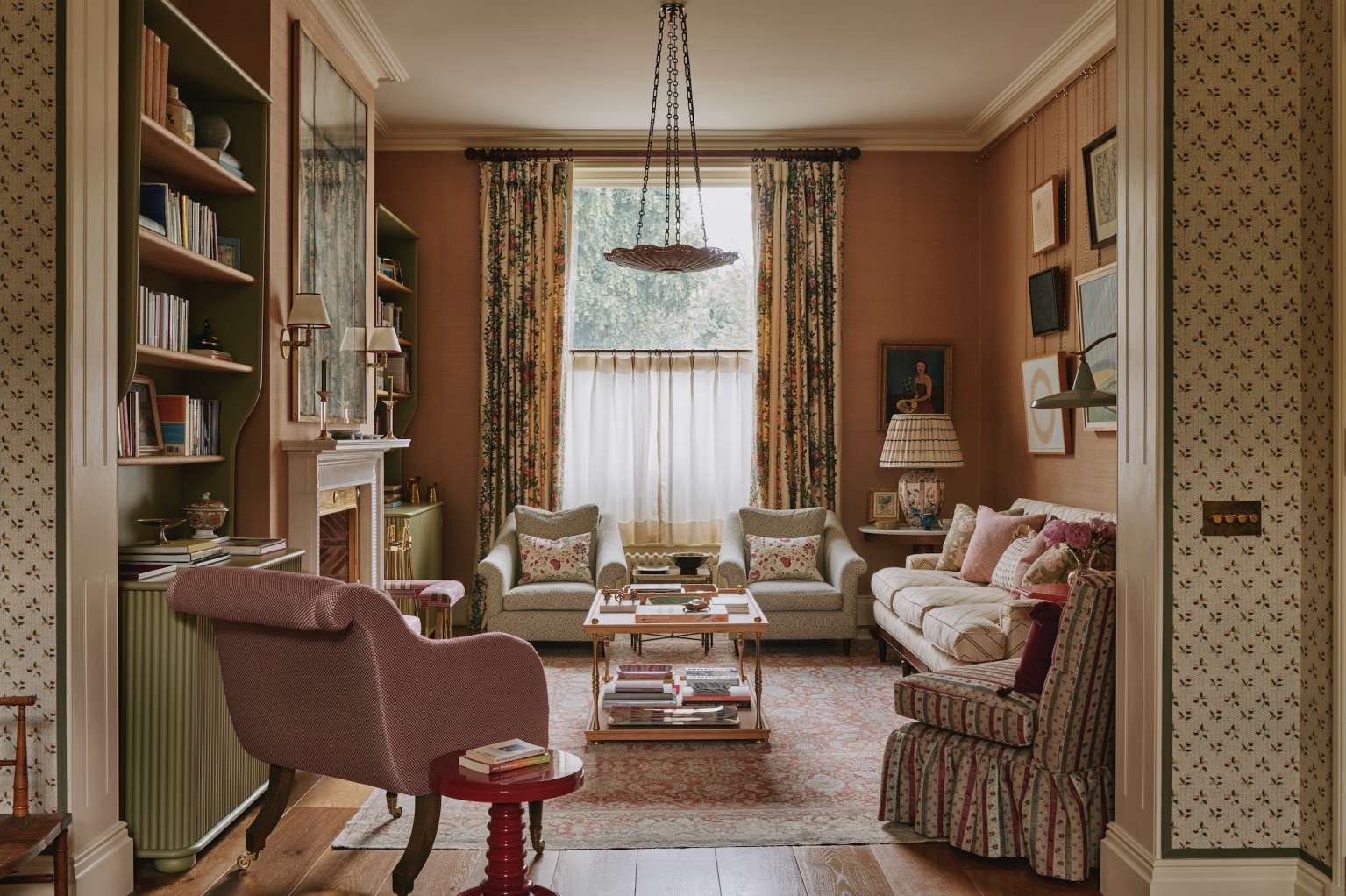 Rich, tactile materials in vintage living room