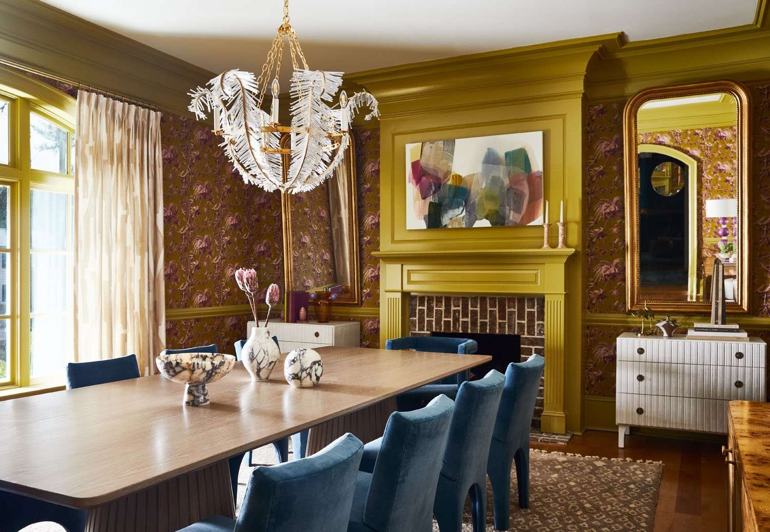 sapphire and golden dining room color palette