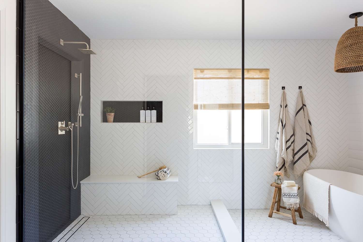 white tiles shower