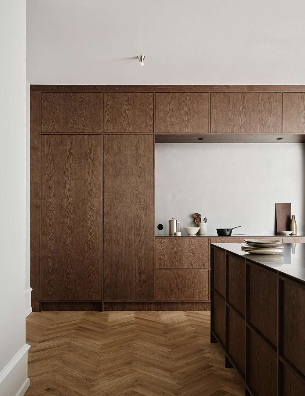 walnut kitchen cabintes