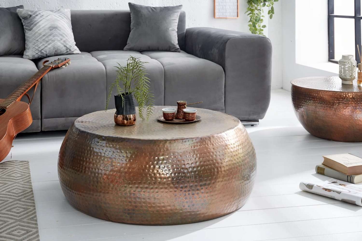 hammered copper coffee table