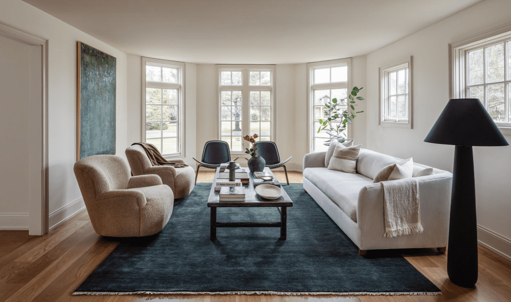 deep blue living room