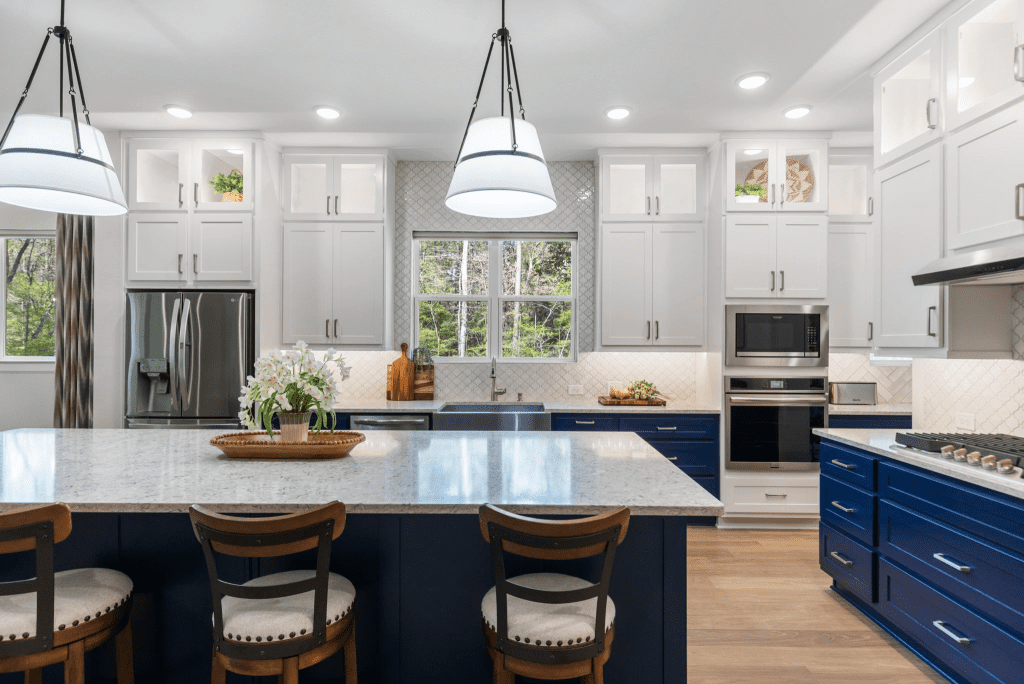 blue kitchen cabinets