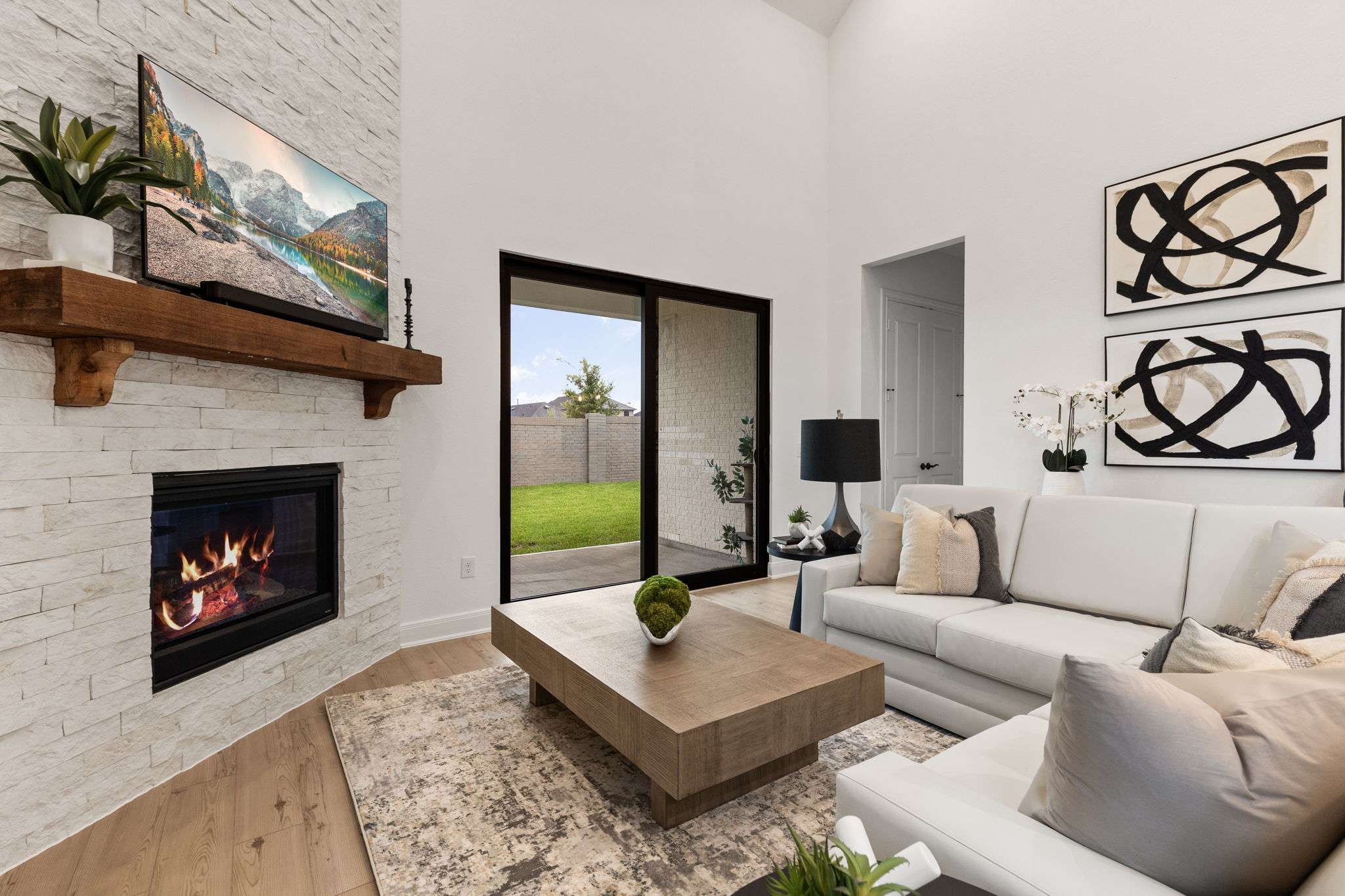 living room enhanced on a home remodel project in Tomball