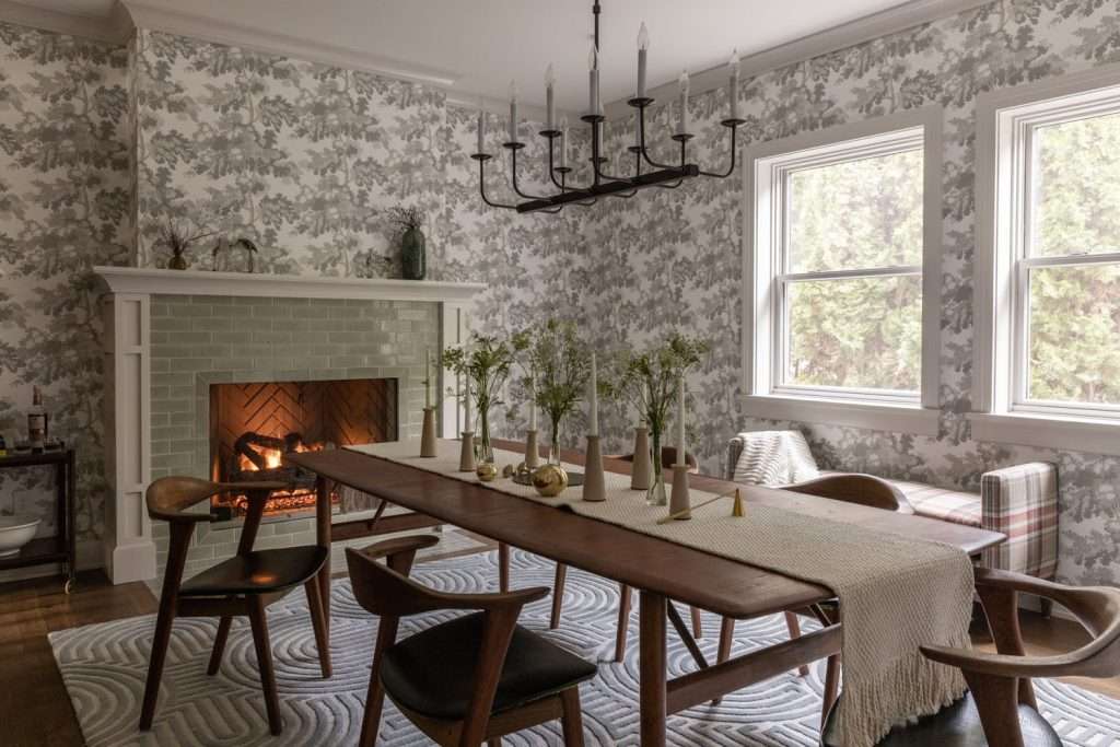 wallpaper around fireplace ideas
