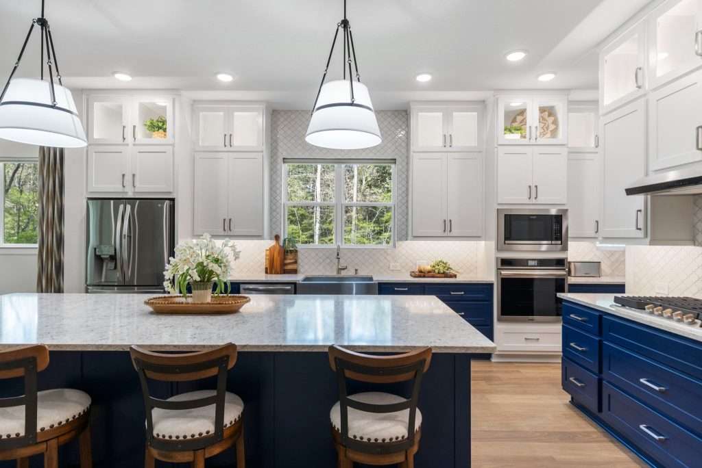 blue kitchen cabinets