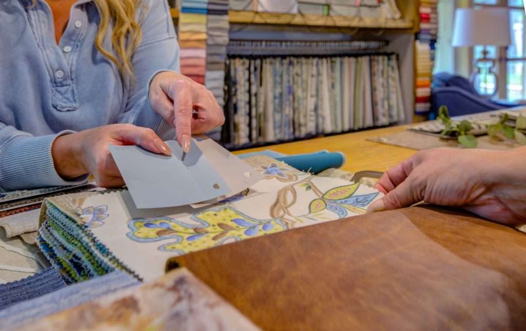 designer choosing furniture materials