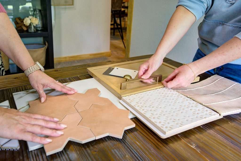 designers choosing kitchen tiles